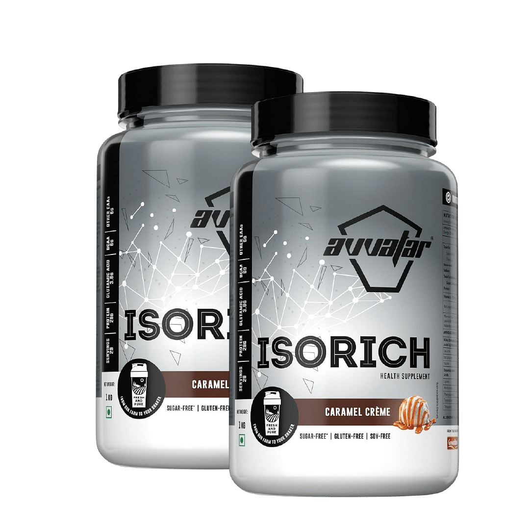 Avvatar Isorich Protein 1Kg |Caramel Crã¨Me | 29 Servings | 28G Protein Pack Of 2
Avvatar Isorich Protein 1Kg |Caramel Crã¨Me | 29 Servings | 28G Protein Pack Of 2