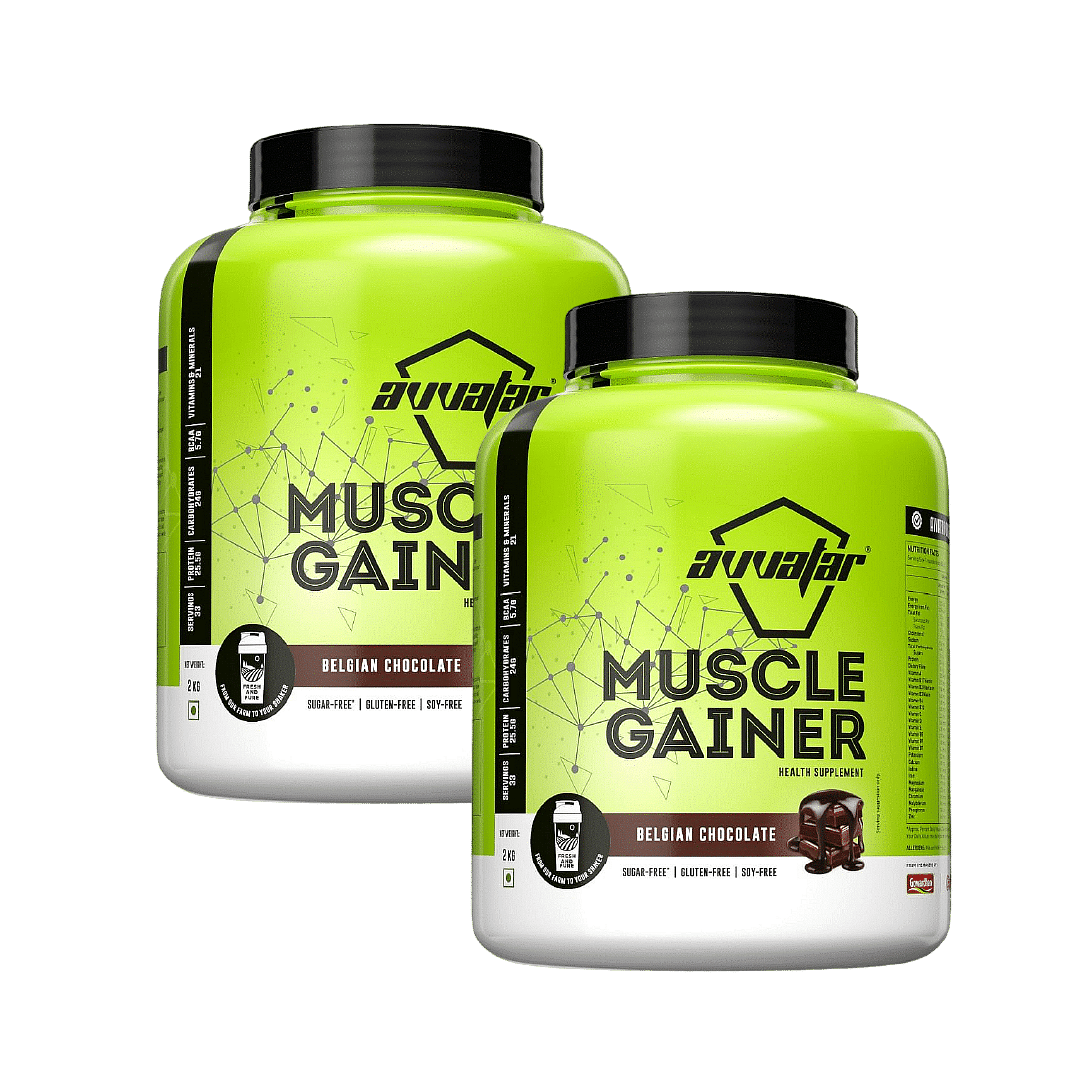 Avvatar Muscle Gainer 2Kg | Belgian Chocolate | 33 Servings | Sugar Free | Gluten Free | Soy Free Pack Of 2
Avvatar Muscle Gainer 2Kg | Belgian Chocolate | 33 Servings | Sugar Free | Gluten Free | Soy Free Pack Of 2