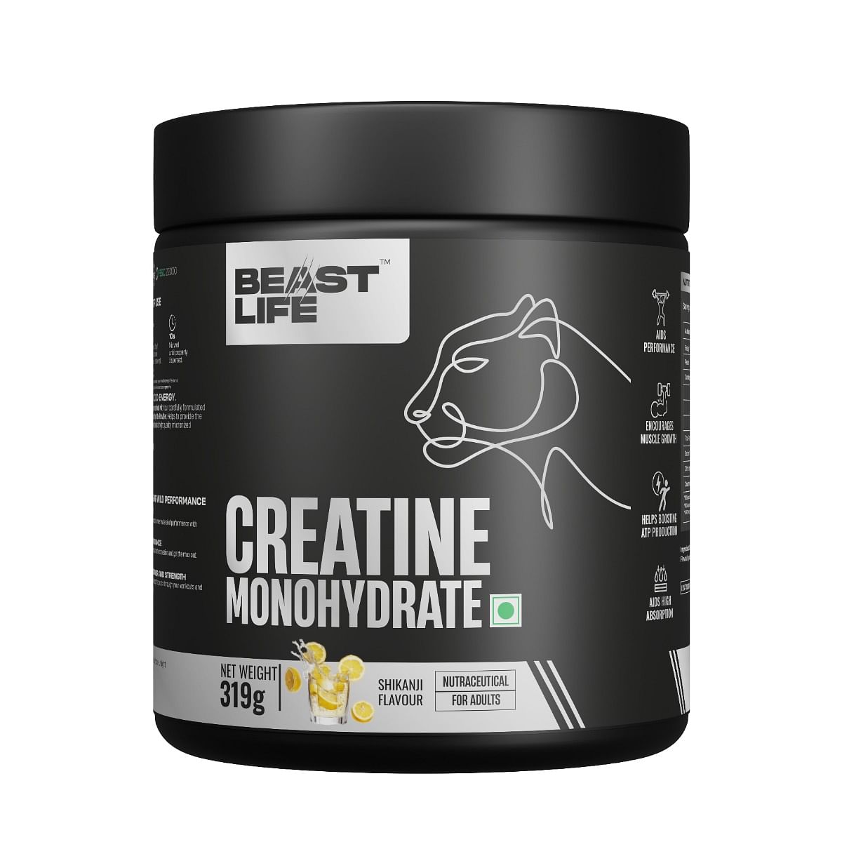 BeastLife Super Micronized Creatine Monohydrate Shikanji flavor Powder 319g, 86 Servings, Premium Sports Nutrition | NABL Lab Tested | Rapid Absorp...
BeastLife Super Micronized Creatine Monohydrate Shikanji flavor Powder 319g, 86 Servings, Premium Sports Nutrition | NABL Lab Tested | Rapid Absorp...