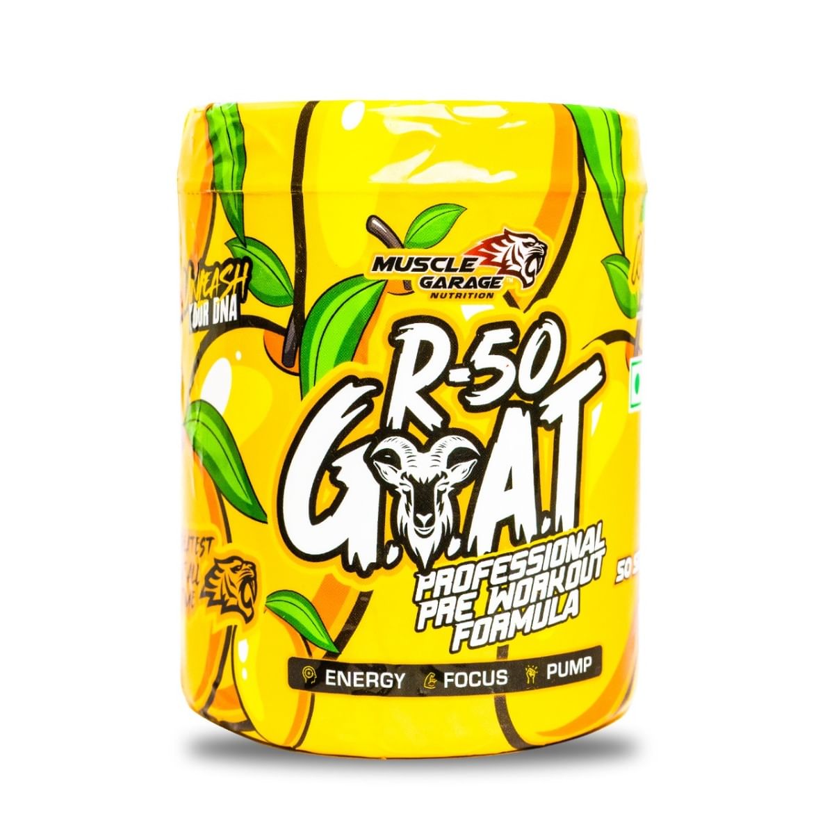 Muscle Garage R-50 GOAT Pre-Workout| Energy, Focus, Strength & Muscle Pump Booster | 50 Servings – Explosive Performance Supplement | 350 gm | Mango
Muscle Garage R-50 GOAT Pre-Workout| Energy, Focus, Strength & Muscle Pump Booster | 50 Servings – Explosive Performance Supplement | 350 gm | Mango