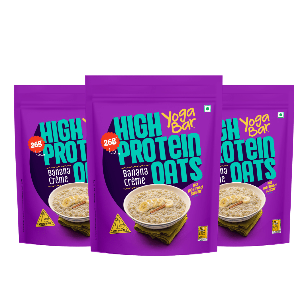 Yogabar High Protein Oats Banana Creme | 26g Protein per 100g | No Refined Sugar | 1kg Resealable Pack (Pack of 3)
Yogabar High Protein Oats Banana Creme | 26g Protein per 100g | No Refined Sugar | 1kg Resealable Pack (Pack of 3)