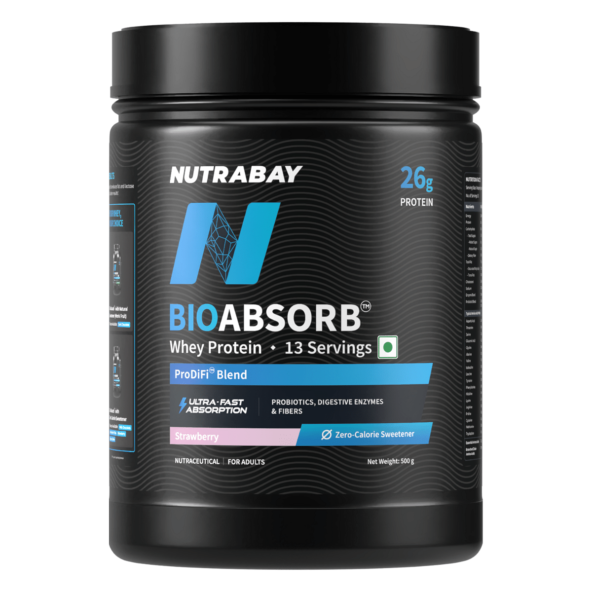 Nutrabay BioAbsorb™ Whey Protein Powder - 500g, Strawberry | India's First Protein with ProDiFi™ Blend for Ultra-Fast Absorption | 26g Crossfl...
Nutrabay BioAbsorb™ Whey Protein Powder - 500g, Strawberry | India's First Protein with ProDiFi™ Blend for Ultra-Fast Absorption | 26g Crossfl...
