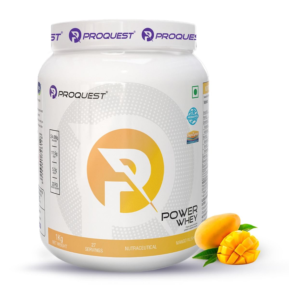 Proquest Nutrition Power Whey Protein Concentrate | Per Serving - 24g Protein | Mango Rush, 1 Kg | Added Probiotics & Digezyme®| Supports Muscle Ga...
Proquest Nutrition Power Whey Protein Concentrate | Per Serving - 24g Protein | Mango Rush, 1 Kg | Added Probiotics & Digezyme®| Supports Muscle Ga...
