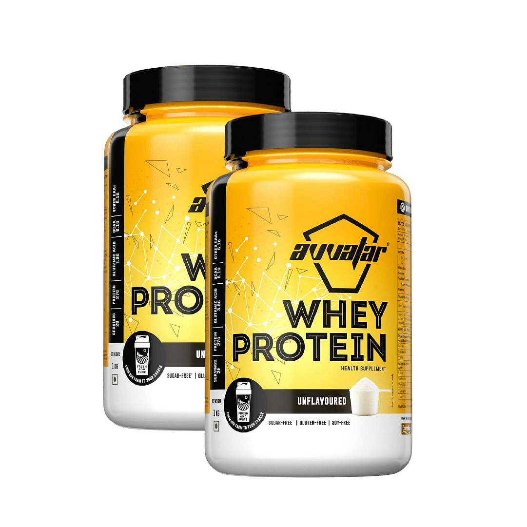 Avvatar Whey Protein 1Kg | Unflavoured | 29 Servings | 27.6G Protein | Sugar Free | Gluten Free | Soy Free Pack Of 2
Avvatar Whey Protein 1Kg | Unflavoured | 29 Servings | 27.6G Protein | Sugar Free | Gluten Free | Soy Free Pack Of 2