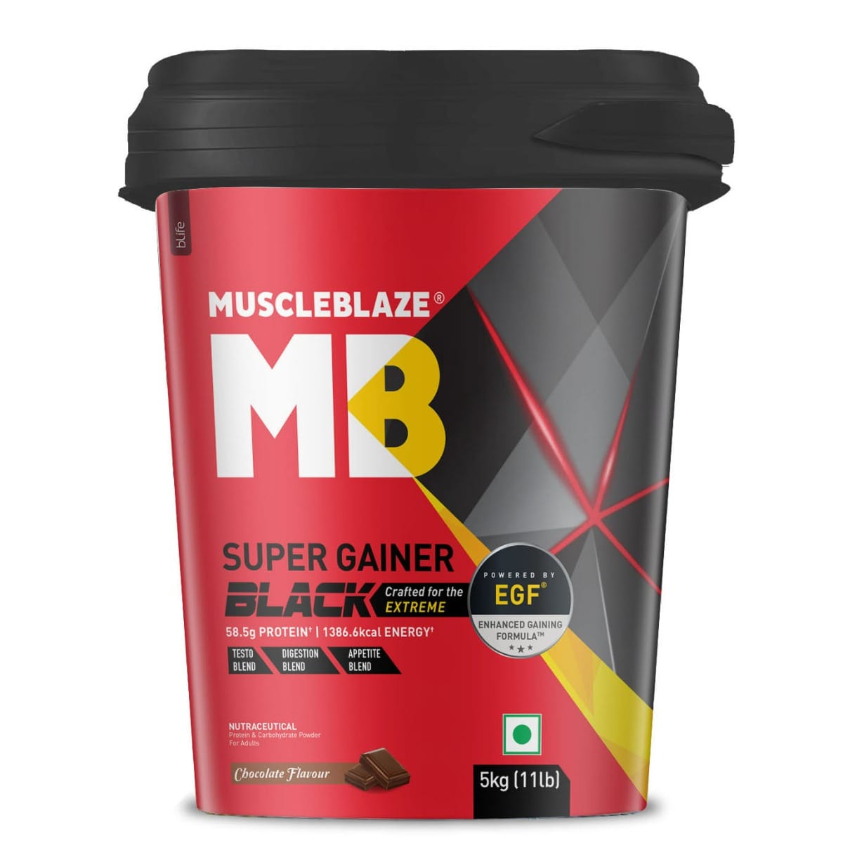 MuscleBlaze Super Gainer Black | With Enhanced Gaining Formula™ | Appetite, Digestion & Testo Blend for Muscle Mass Gain (Chocolate, 5kg / 11lbs, 5...
MuscleBlaze Super Gainer Black | With Enhanced Gaining Formula™ | Appetite, Digestion & Testo Blend for Muscle Mass Gain (Chocolate, 5kg / 11lbs, 5...
