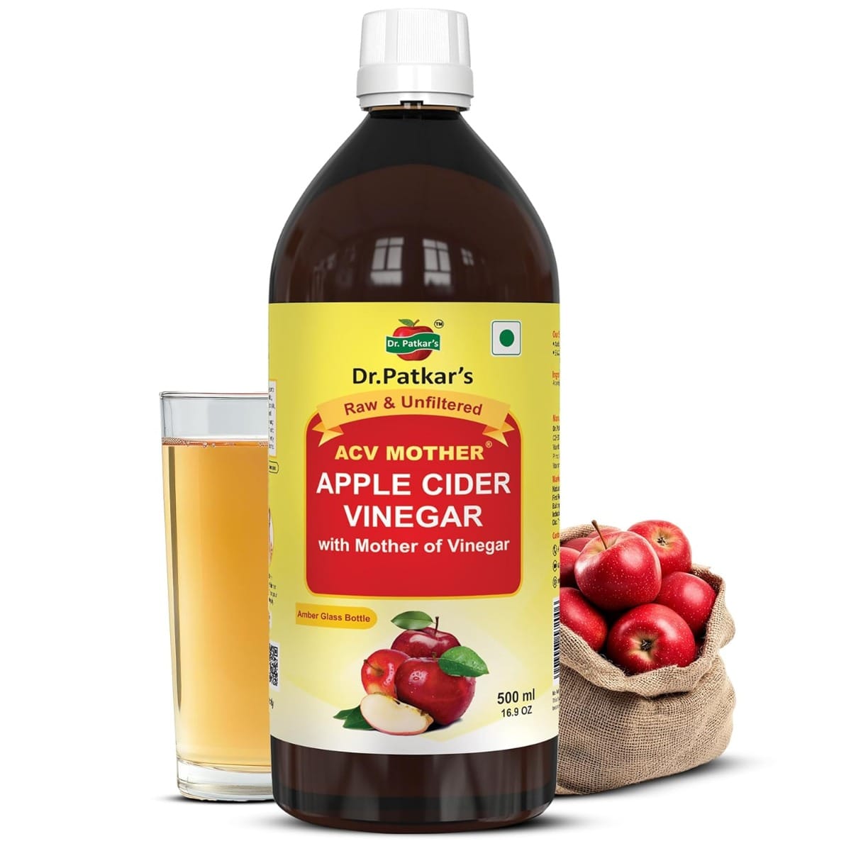Dr. Patkar's Apple Cider Vinegar with Mother Vinegar | Unfiltered & Undiluted | Suitable for Weight Loss & Improved Immunity (With Mother) 500ml
Dr. Patkar's Apple Cider Vinegar with Mother Vinegar | Unfiltered & Undiluted | Suitable for Weight Loss & Improved Immunity (With Mother) 500ml