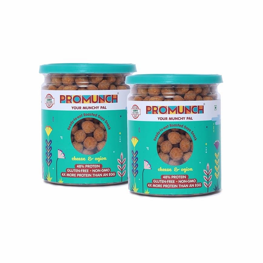 PROMUNCH Roasted Soya Snack | High-Protein | Healthy | Gluten-Free | Pack of 2, Flavour: Cheese & Onion, 150 g Each
PROMUNCH Roasted Soya Snack | High-Protein | Healthy | Gluten-Free | Pack of 2, Flavour: Cheese & Onion, 150 g Each