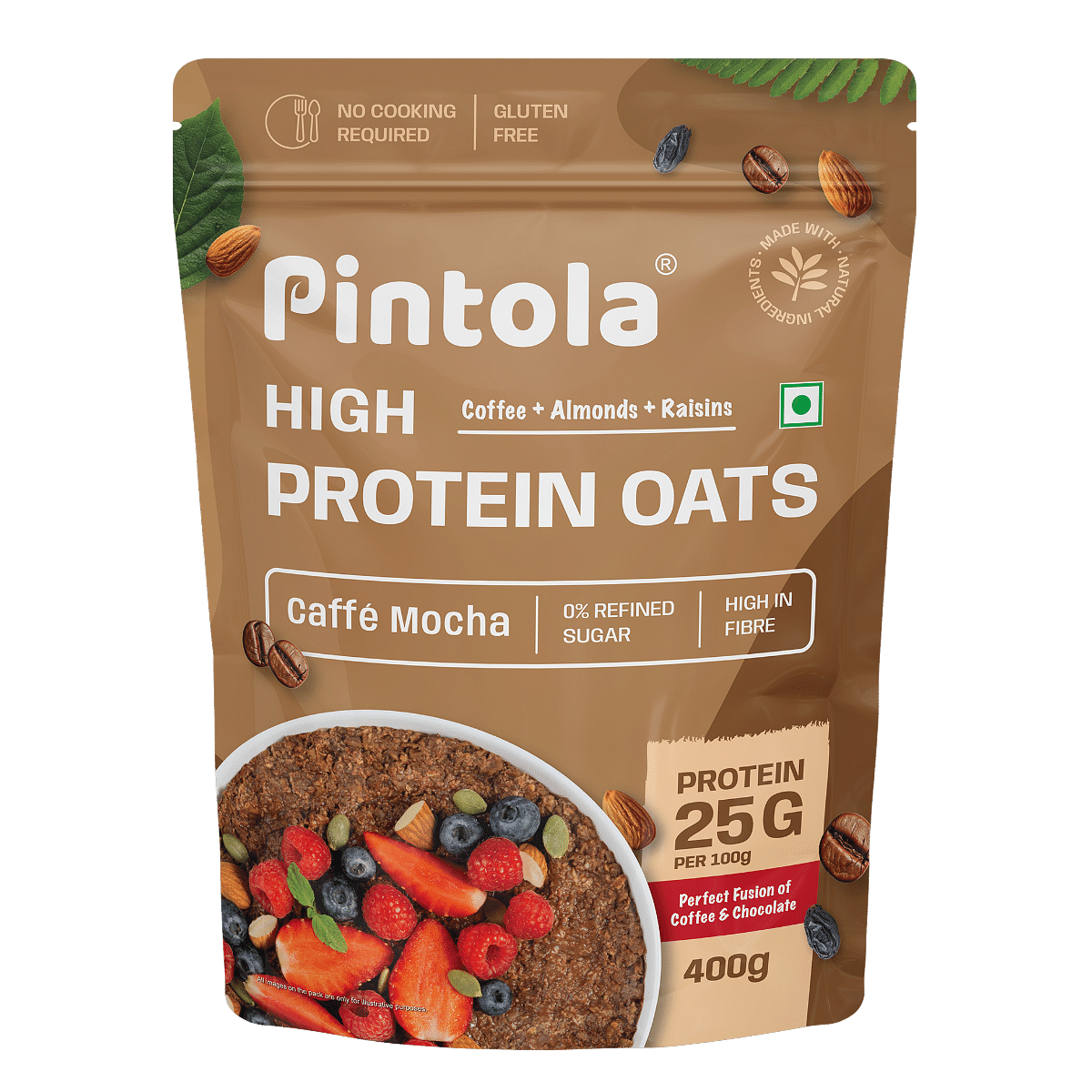 Pintola 25g High Protein Oats 400g, Caffè Mocha, No Refined Sugar, with Almonds & Raisins, High Fibre, Rolled Oats, Breakfast Cereals | Gluten ...
Pintola 25g High Protein Oats 400g, Caffè Mocha, No Refined Sugar, with Almonds & Raisins, High Fibre, Rolled Oats, Breakfast Cereals | Gluten ...