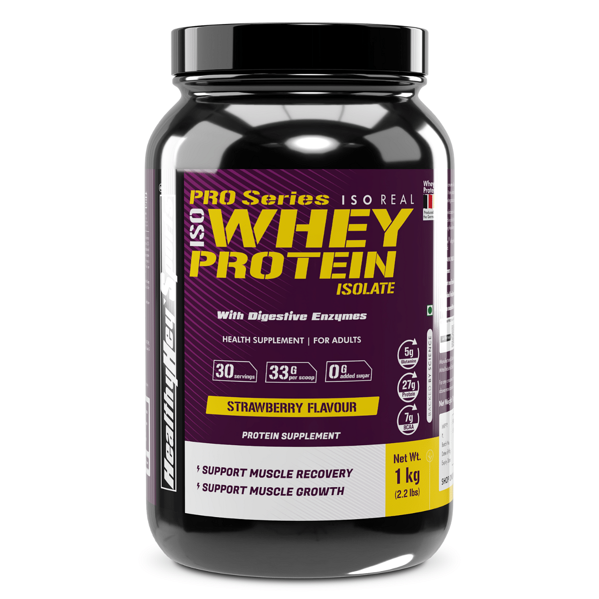 HealthyHey Sports Produced in USA ISO Real 90% Whey Protein Strawberry Flavoured -with Digestive Enzymes (1 Kg)
HealthyHey Sports Produced in USA ISO Real 90% Whey Protein Strawberry Flavoured -with Digestive Enzymes (1 Kg)