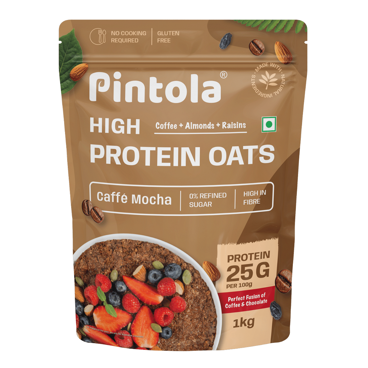 Pintola 25g High Protein Oats 1kg, Caffè Mocha, No Refined Sugar, with Almonds & Raisins, High Fibre, Rolled Oats, Breakfast Cereals | Gluten Free
Pintola 25g High Protein Oats 1kg, Caffè Mocha, No Refined Sugar, with Almonds & Raisins, High Fibre, Rolled Oats, Breakfast Cereals | Gluten Free