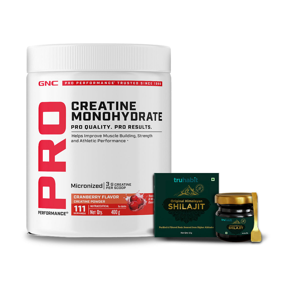 GNC PP Pure Micronized Creatine Monohydrate with Free Shilajit | 400 gm & Truhabit 10 gm Shilajit | Cranberry
GNC PP Pure Micronized Creatine Monohydrate with Free Shilajit | 400 gm & Truhabit 10 gm Shilajit | Cranberry
