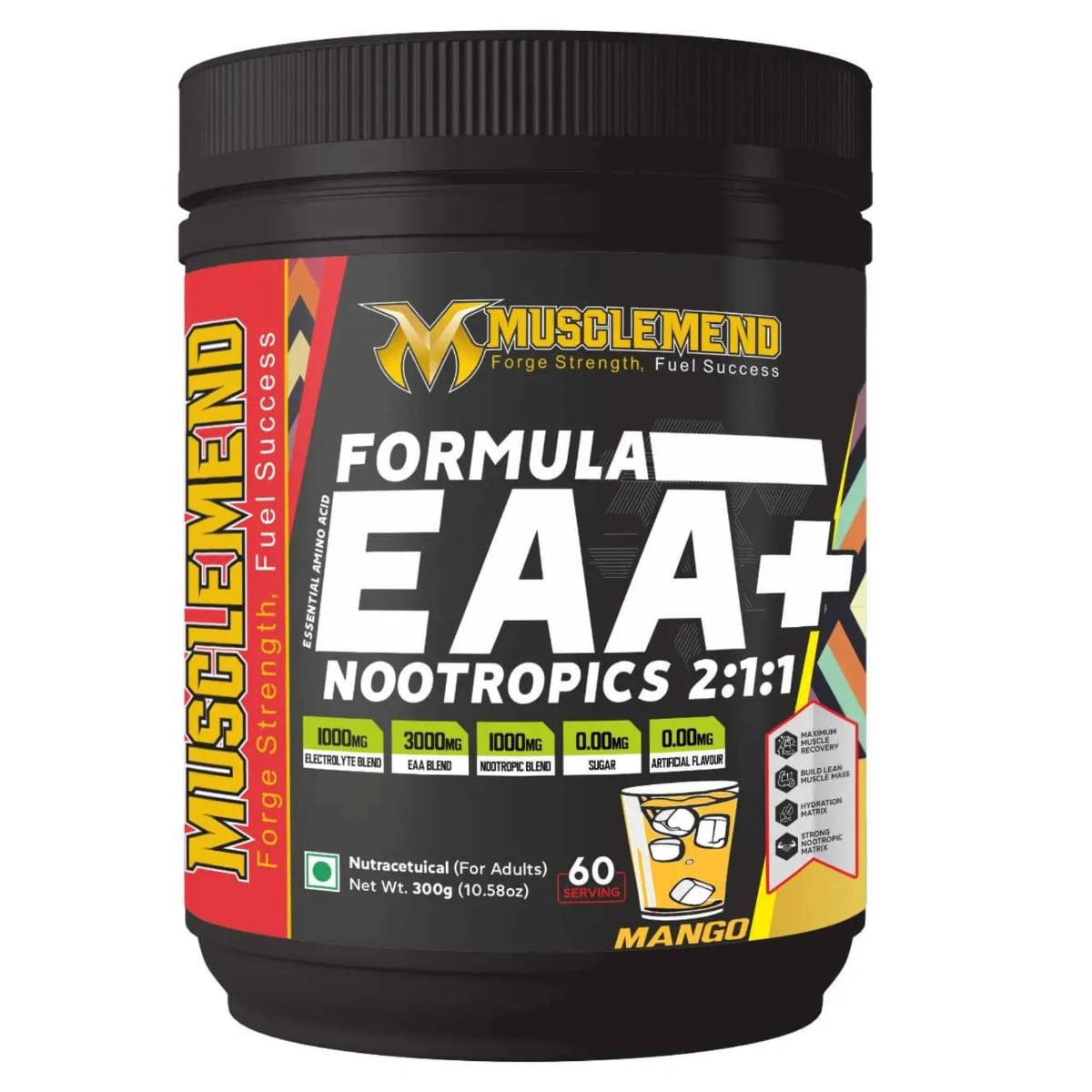 MUSCLEMEND FORMULA EAA+NOOTROPICS | EAAs+BCAAs POWDER (Mango) 300g
MUSCLEMEND FORMULA EAA+NOOTROPICS | EAAs+BCAAs POWDER (Mango) 300g