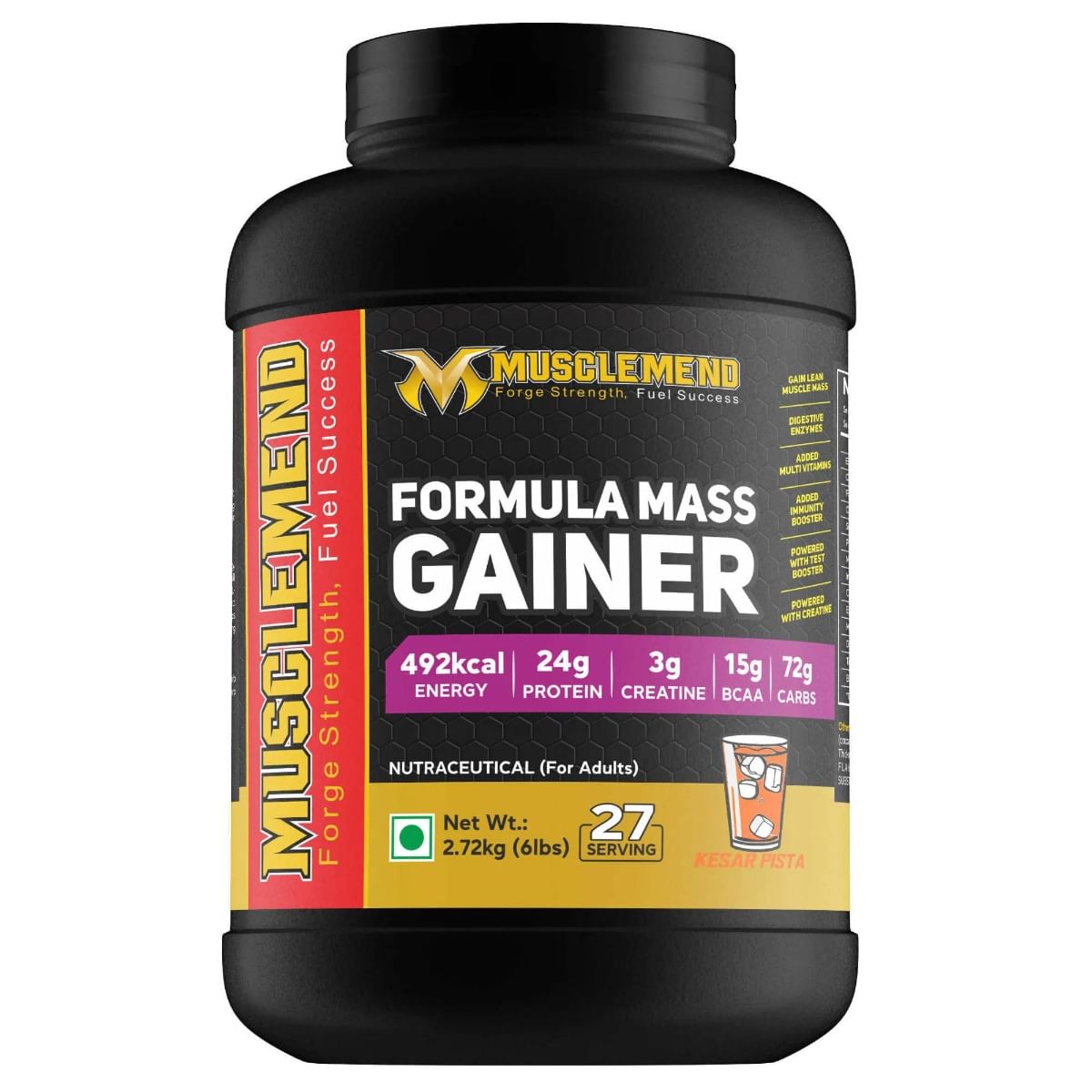 MuscleMend Formula MASS GAINER – Protein and Carbohydrate Supplement (Kesar & Pista) 2.7kg
MuscleMend Formula MASS GAINER – Protein and Carbohydrate Supplement (Kesar & Pista) 2.7kg