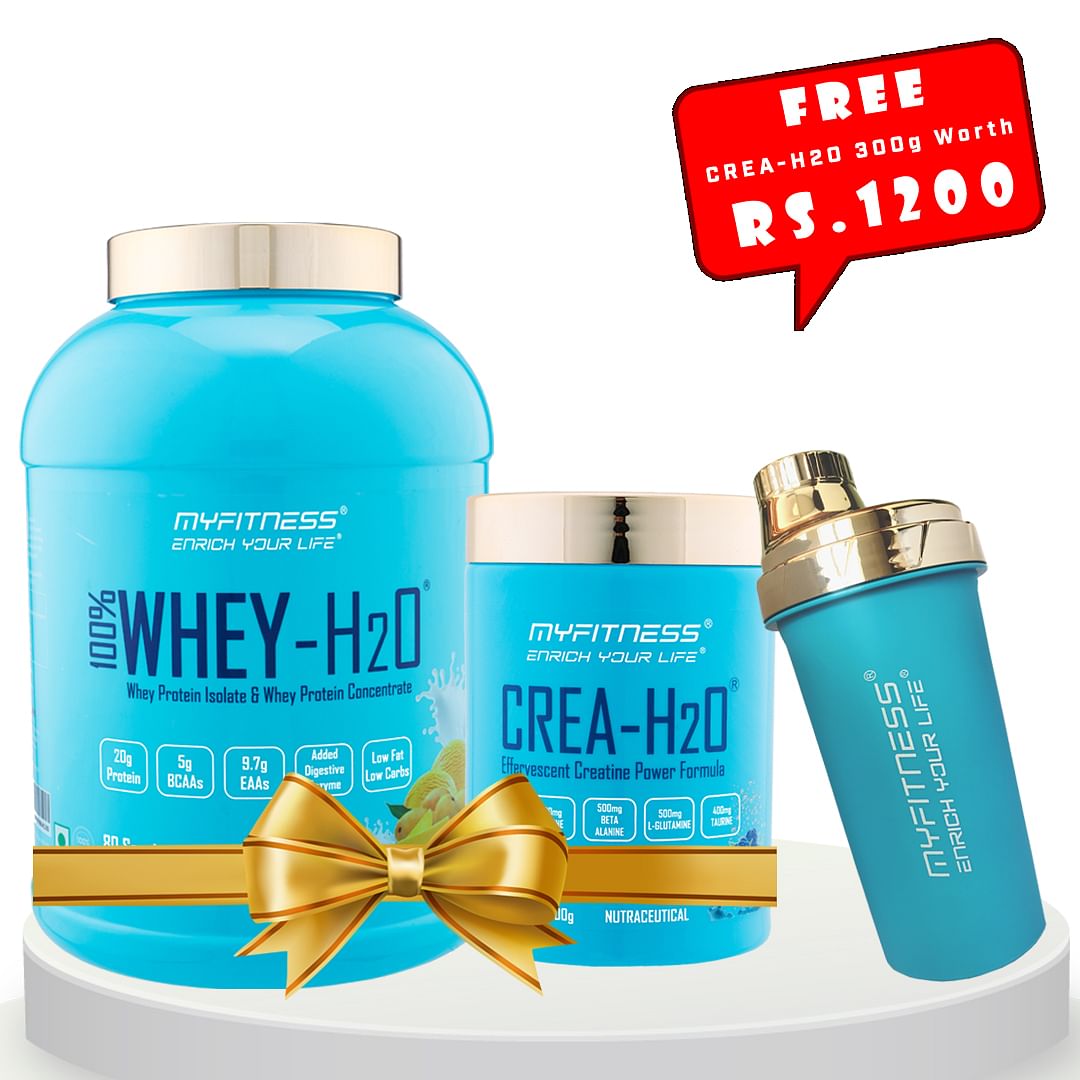 MYFITNESS 100% WHEY-H2O Mango Kulfi + MYFITNESS CREA-H2O 30 Servings Blue Raspberry + FREE SHAKER BOTTLE 650ml
MYFITNESS 100% WHEY-H2O Mango Kulfi + MYFITNESS CREA-H2O 30 Servings Blue Raspberry + FREE SHAKER BOTTLE 650ml
