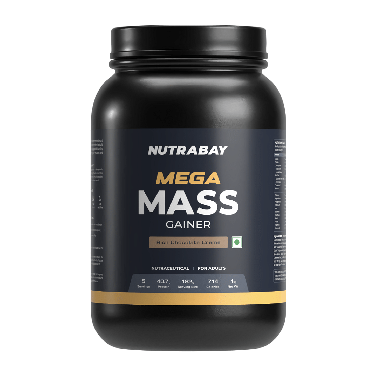 Nutrabay Gold Mega Mass Gainer Protein Supplement Powder - Complex Carbs to Protein Blend (3:1), 40g Protein, 714 Caloreis, 7.8g BCAAs, Easy Digest...
Nutrabay Gold Mega Mass Gainer Protein Supplement Powder - Complex Carbs to Protein Blend (3:1), 40g Protein, 714 Caloreis, 7.8g BCAAs, Easy Digest...