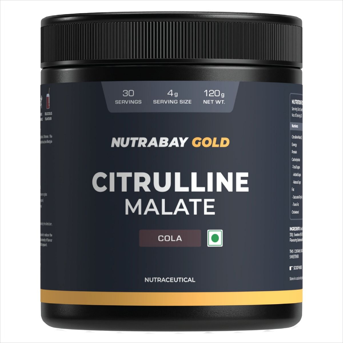 Nutrabay Gold Citrulline Malate 2:1 Supplement Powder - 120g, Cola Flavor | Boosts Nitric Oxide, Pre Workout Amino Acid for Muscle Strength & Endur...
Nutrabay Gold Citrulline Malate 2:1 Supplement Powder - 120g, Cola Flavor | Boosts Nitric Oxide, Pre Workout Amino Acid for Muscle Strength & Endur...