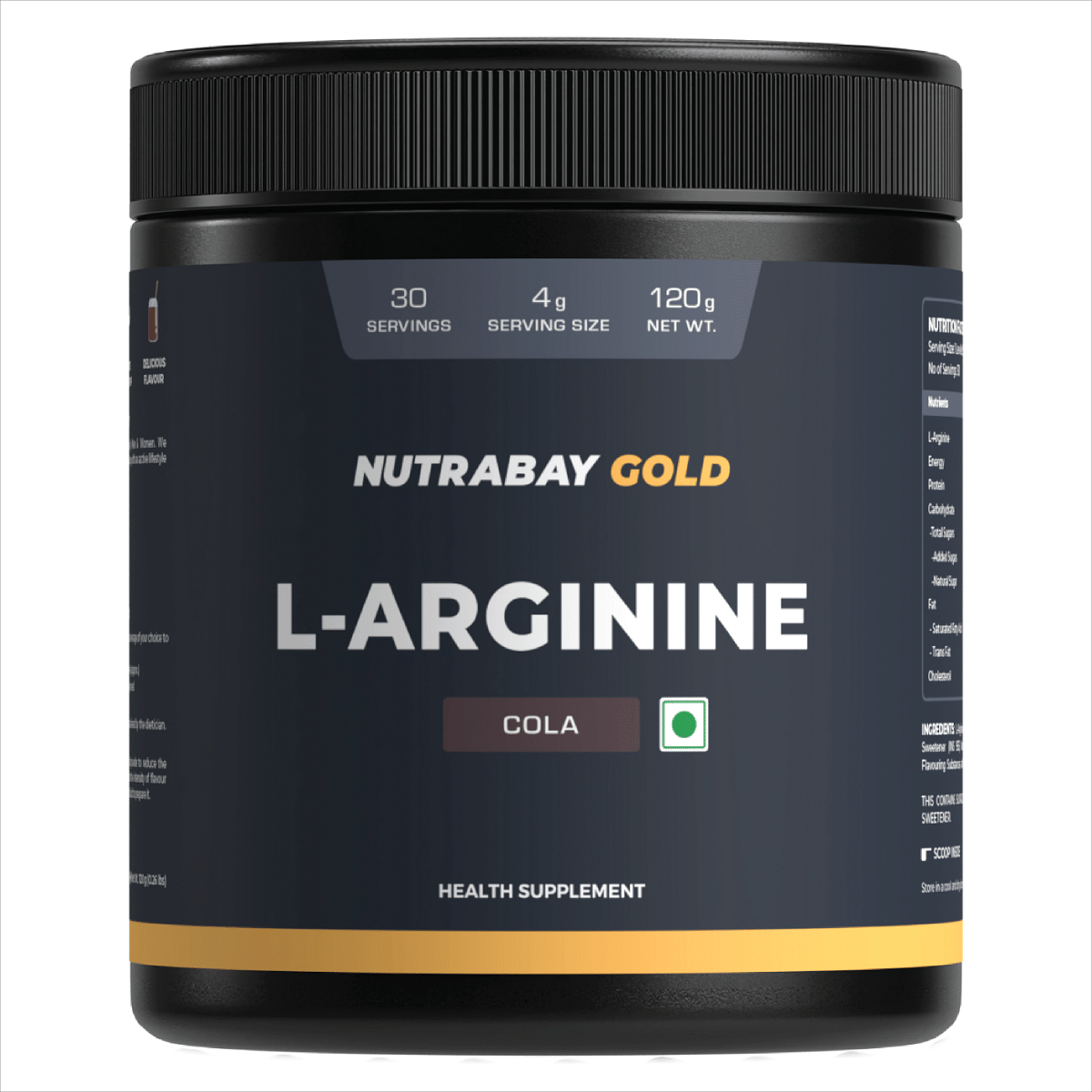 Nutrabay Gold L-Arginine Supplement Powder - 120g, Cola Flavor | Pre Workout Amino Acid for Endurance, Muscle Building & Faster Recovery
Nutrabay Gold L-Arginine Supplement Powder - 120g, Cola Flavor | Pre Workout Amino Acid for Endurance, Muscle Building & Faster Recovery
