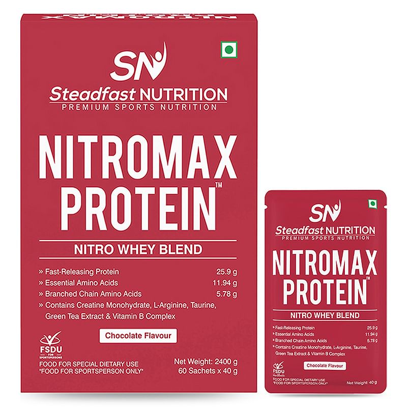 Steadfast Nutrition Nitromax Protein |25.9g Fast Releasing Protein, 11.94g EAA, 5.78g BCAA per sachet | Increases Muscle pump, strength, Lean Muscl...
Steadfast Nutrition Nitromax Protein |25.9g Fast Releasing Protein, 11.94g EAA, 5.78g BCAA per sachet | Increases Muscle pump, strength, Lean Muscl...