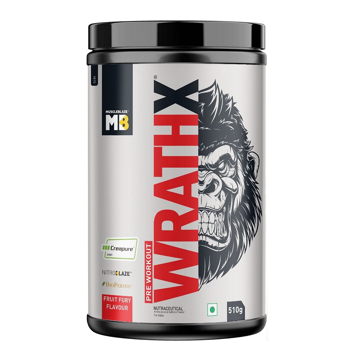 MuscleBlaze Pre Workout WrathX with Creapure®️, Nitroblaze & BioPerine (Fruit Fury, 510 g, 30 Servings)
MuscleBlaze Pre Workout WrathX with Creapure®️, Nitroblaze & BioPerine (Fruit Fury, 510 g, 30 Servings)