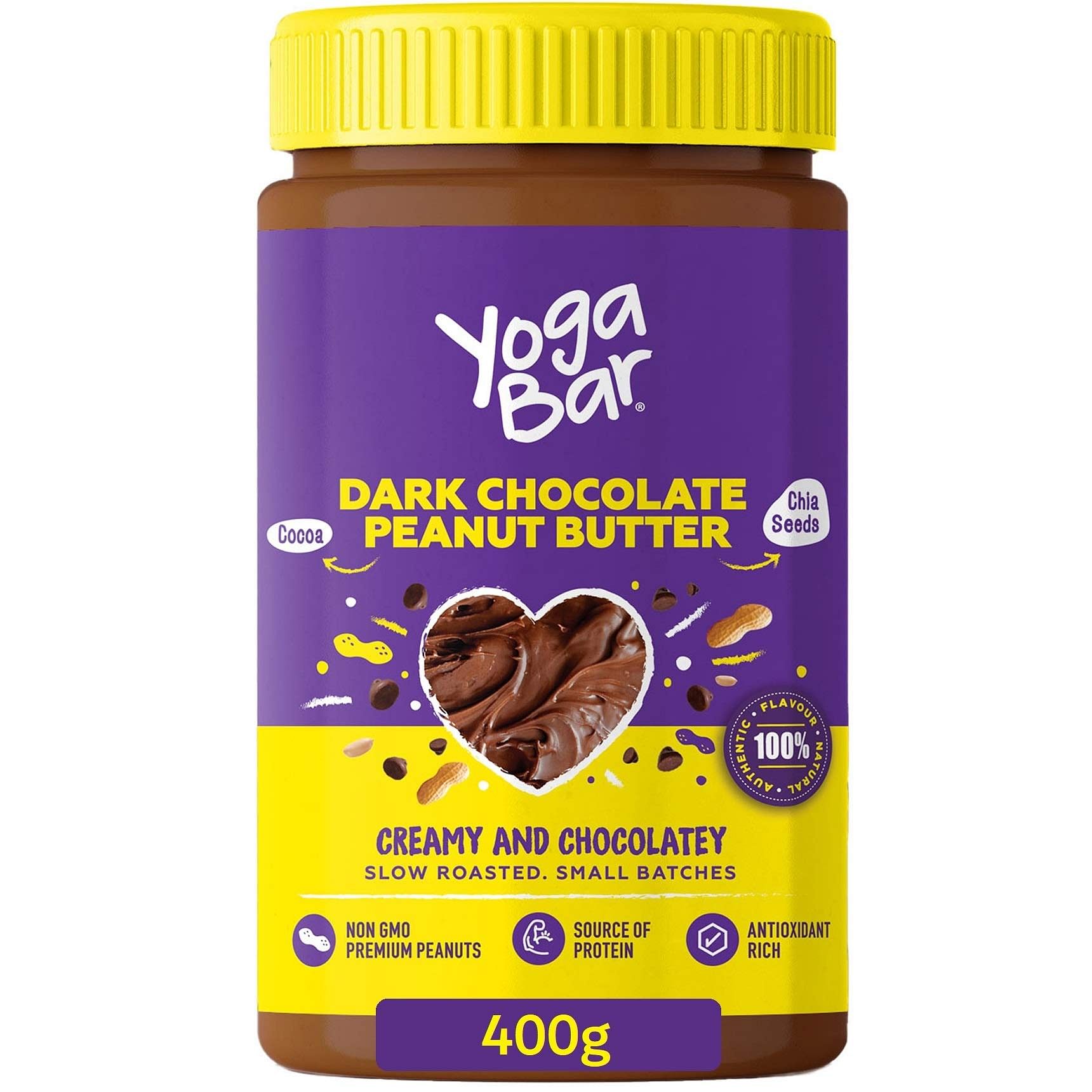 Yogabar Dark Chocolate Peanut Butter| Creamy & Chocolatey | Slow Roasted | Non-GMO Premium Peanuts | 400gms - Rich source of protein
Yogabar Dark Chocolate Peanut Butter| Creamy & Chocolatey | Slow Roasted | Non-GMO Premium Peanuts | 400gms - Rich source of protein