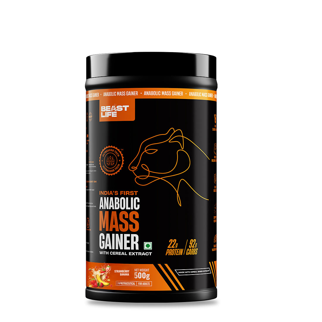 BeastLife Mass Gainer 1kg NO MALTODEXTRIN - INDIA'S #1 CEREAL BASED BULK FORMULA | High Protein High Calorie gainer for Beast Gains, Strawberr...
BeastLife Mass Gainer 1kg NO MALTODEXTRIN - INDIA'S #1 CEREAL BASED BULK FORMULA | High Protein High Calorie gainer for Beast Gains, Strawberr...