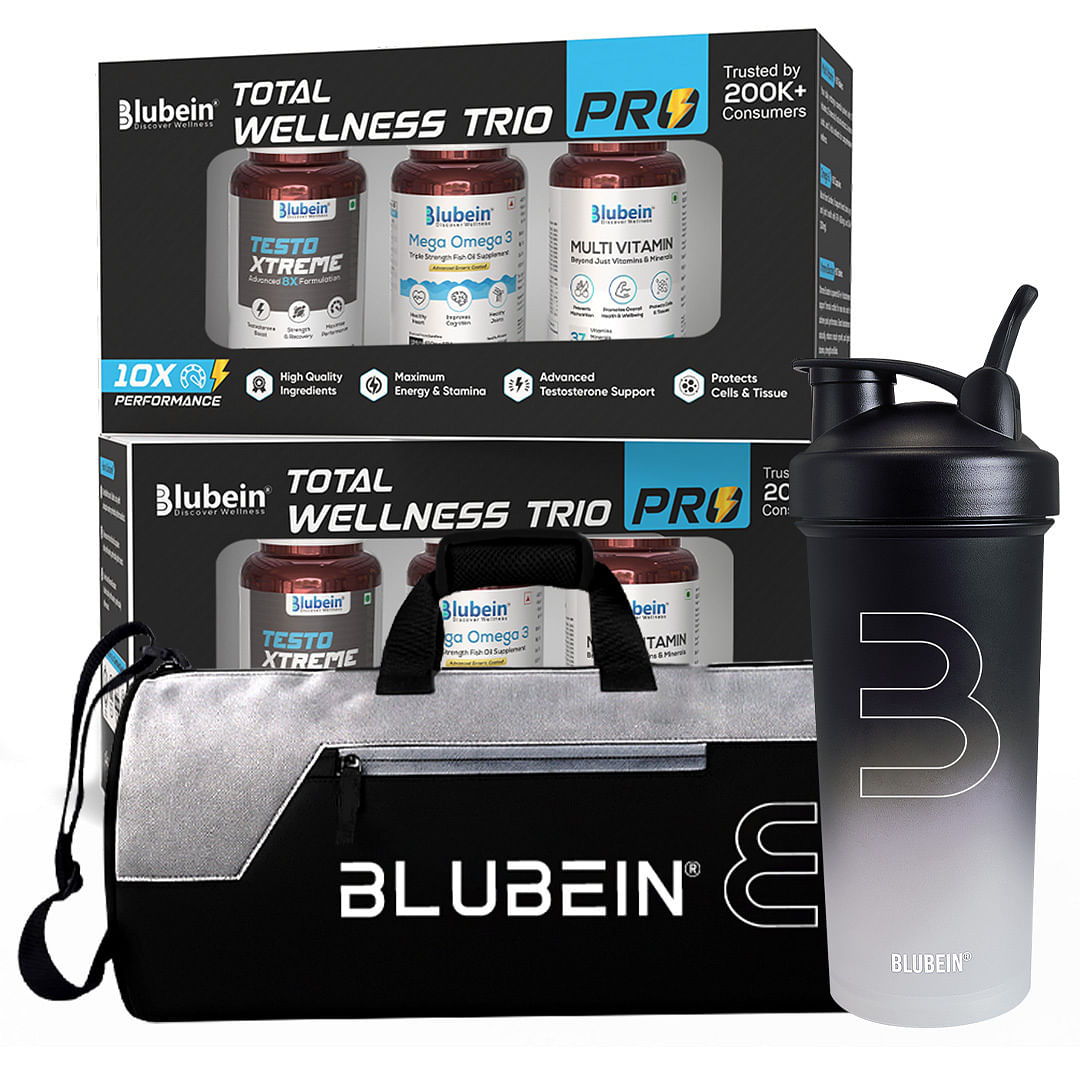 Blubein’s Total Wellness Trio PRO x Pack of 2 | Travel Duffle Bag - 40L | Premium Protein Shaker 600ml
Blubein’s Total Wellness Trio PRO x Pack of 2 | Travel Duffle Bag - 40L | Premium Protein Shaker 600ml