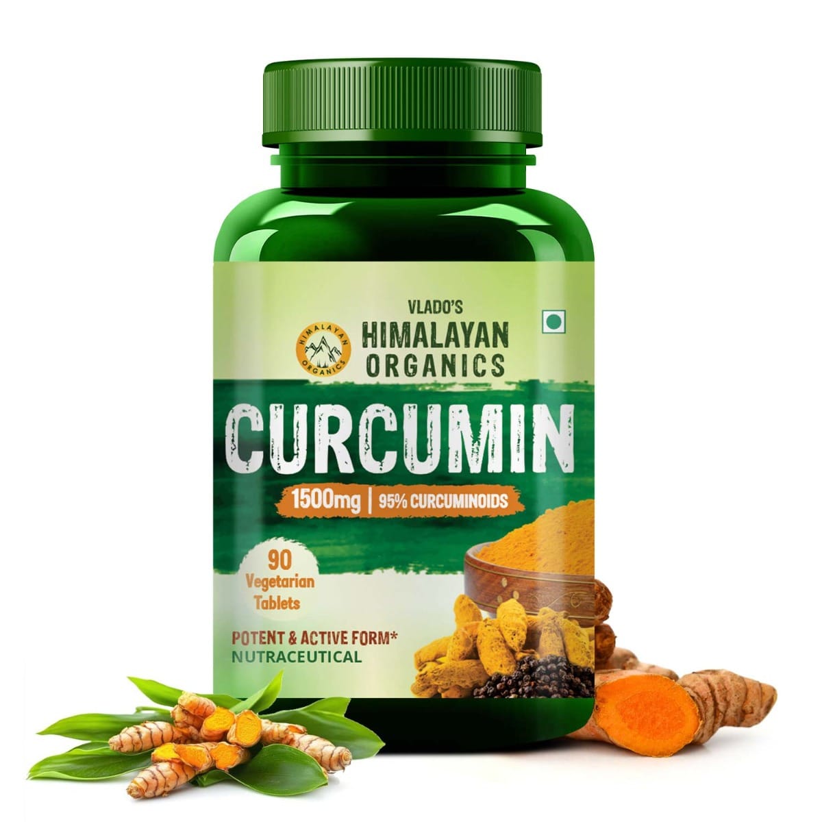 Vlado's Himalayan Organics Curcumin With Biopiperine 1500mg Tablets With 95% Curcuminoids Supplements For Better Absorption | Good For Skin & Joint pains 90 Veg Tablets