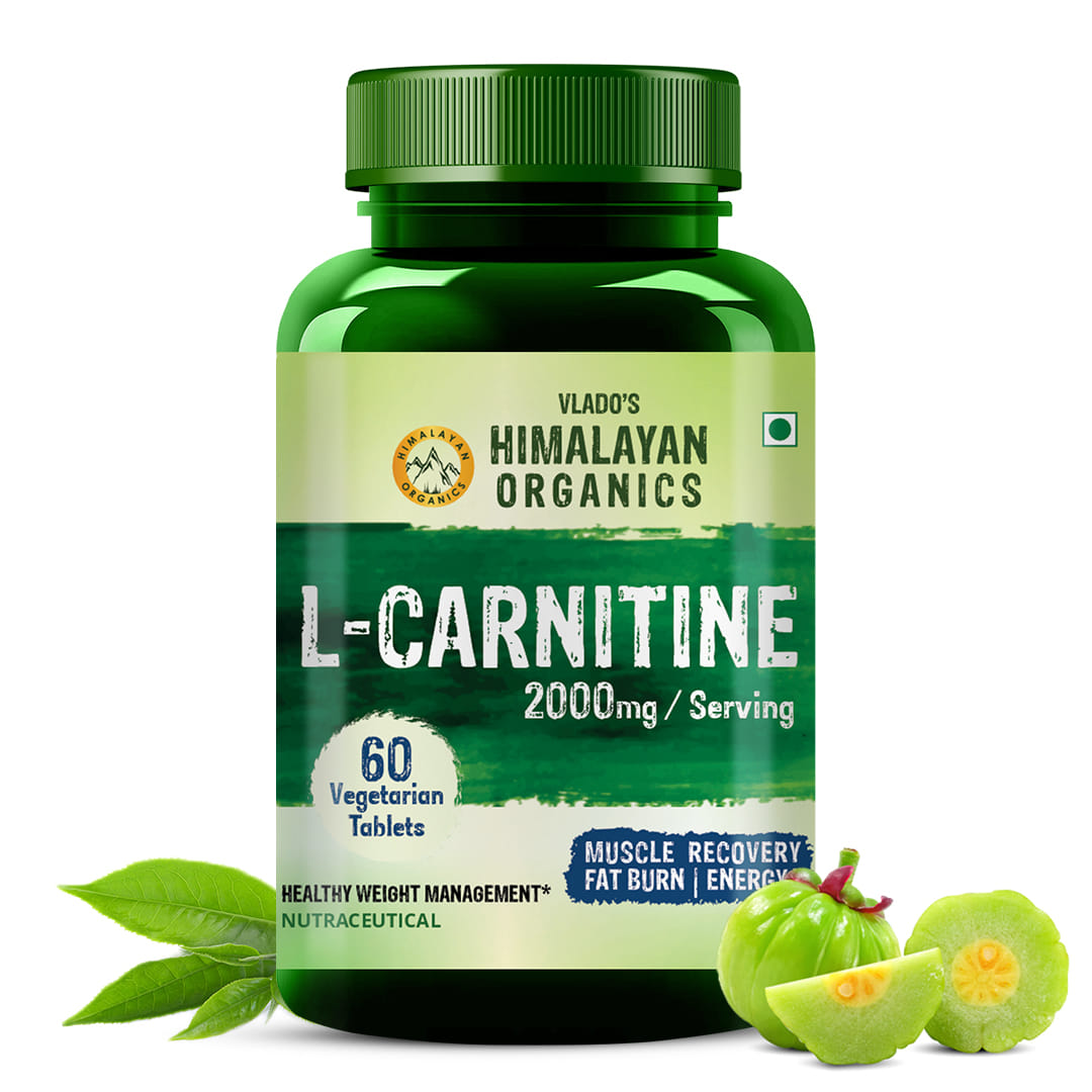 Vlado's Himalayan Organics L-Carnitine 2000 Mg | Healthy Weight Management | Supports Muscle Recovery, Boost Energy, Endurance, And Fat Burn 60 Vegetarian Tablets