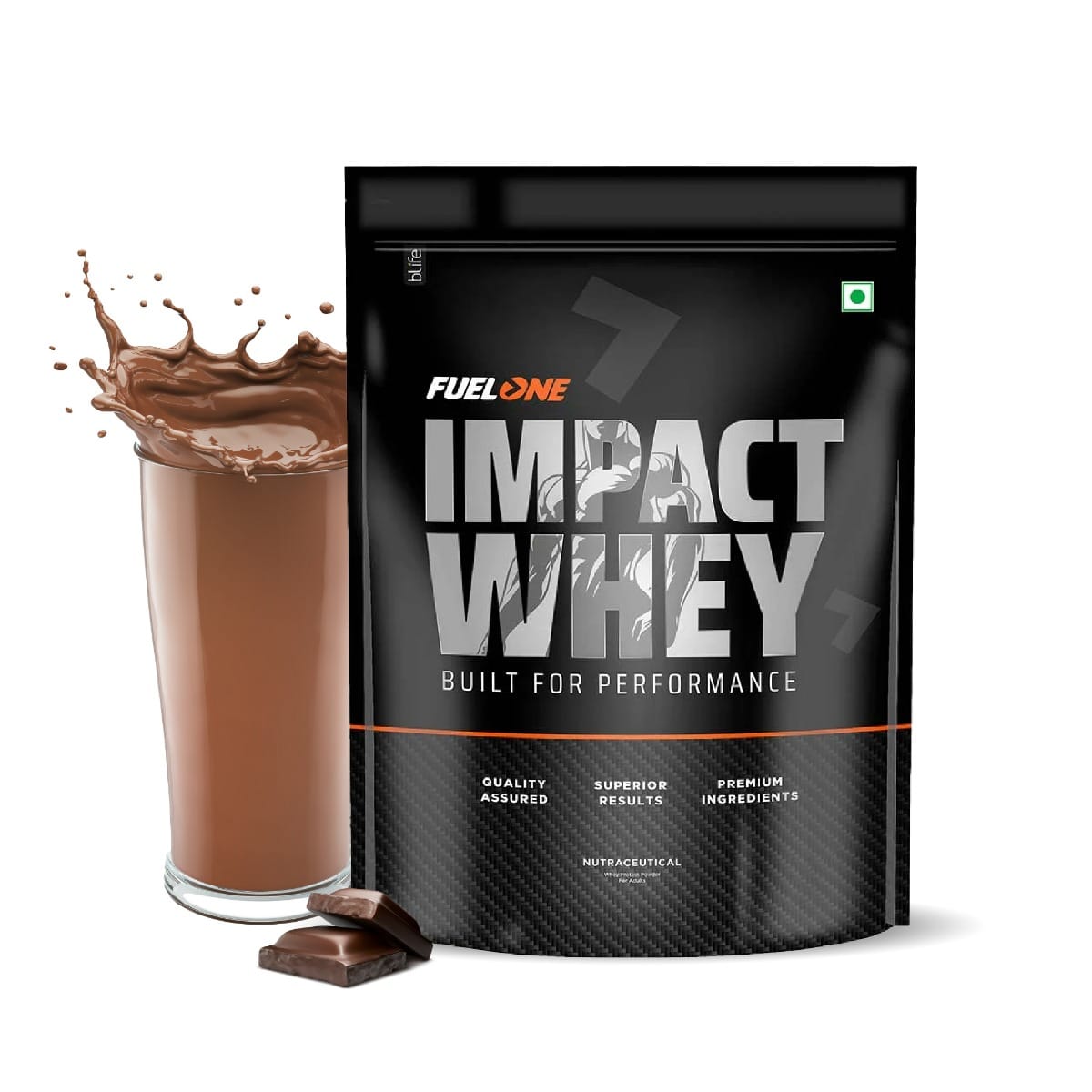 FUELONE Impact Whey Protein Powder, Chocolate (1kg / 2.2lbs) | 22.50g Protein per Scoop
