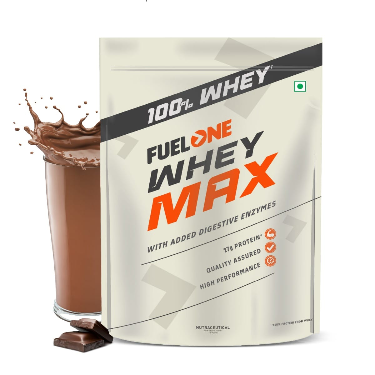 FUELONE Whey Max Whey Protein Concentrate & Whey Protein Isolate | 27g Protein (Chocolate, 2kg / 4.4lbs)