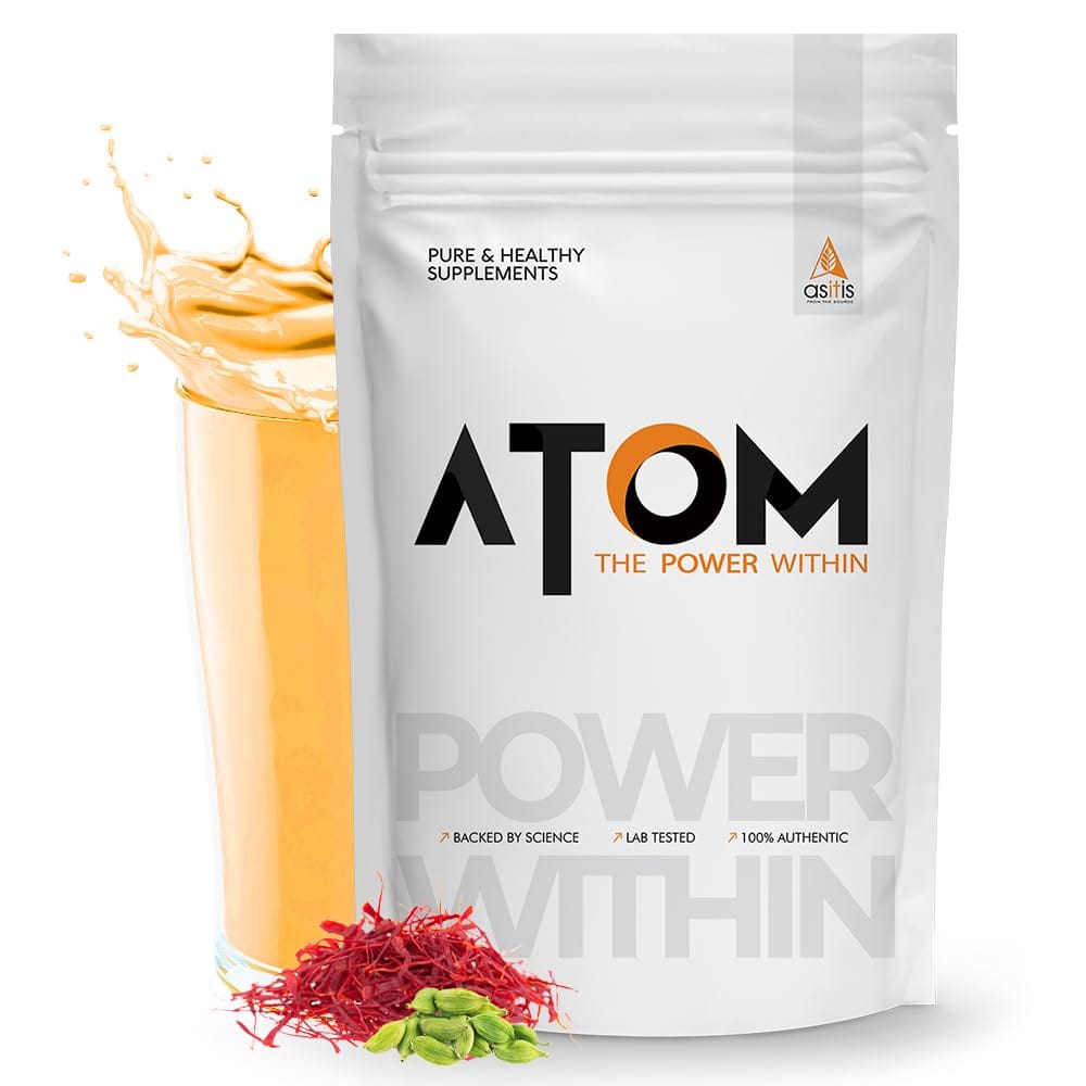 AS-IT-IS ATOM Whey Protein 2kg | Kesar Elaichi | 56 Servings | 27g protein | 5.7g BCAA | Digestive Enzymes