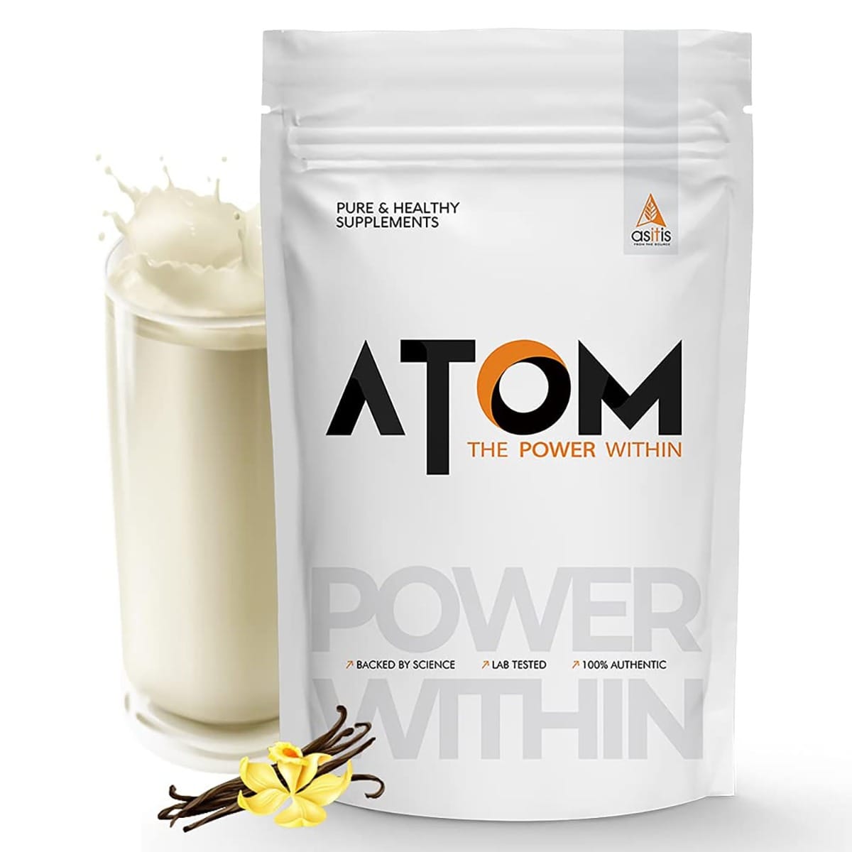 AS-IT-IS ATOM Whey Protein 1kg | French Vanilla | 27g protein | 5.7g BCAA | Digestive Enzymes