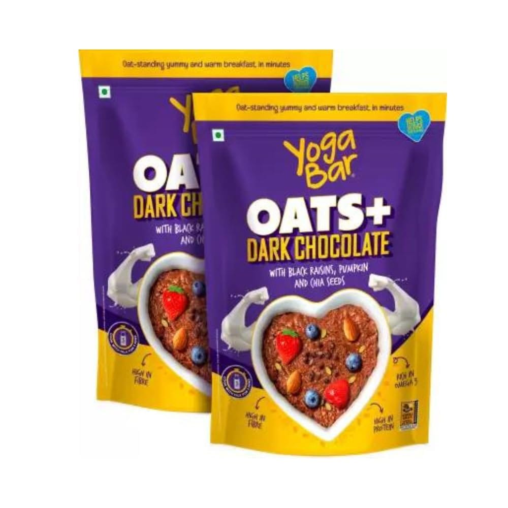 Yogabar Dark Chocolate Oats Gluten Free Whole Oatmeal for Breakfast Healthy Breakfast Cereal with High Protein Oats Healthy Dessert Pudding Yogabar Dark Chocolate Oatmeal 1kg | Wholegrain Oatmeal That Helps Reduce Cholesterol | Healthy Breakfast Cereal G