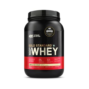Optimum Nutrition (ON) Gold Standard 100% Whey Protein Powder 907g | 29 Serving | 24g Protein | Vanilla Ice Cream Flavour | Muscle Support | Recovery