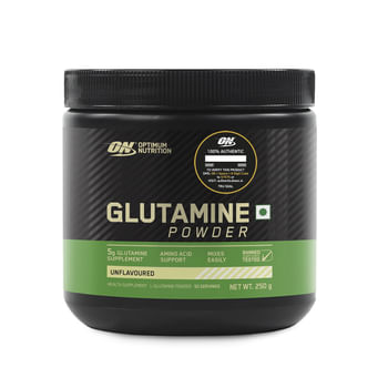 Optimum Nutrition (ON) L-Glutamine Powder- 250 Gram, 50 Serves, 5g Glutamine per serve for Amino Acid Support & Muscle Recovery, Unflavoured.