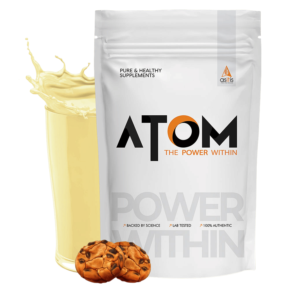 AS-IT-IS ATOM Whey Protein 1kg | Cookies and cream | 27g protein | 5.7g BCAA | Digestive Enzymes