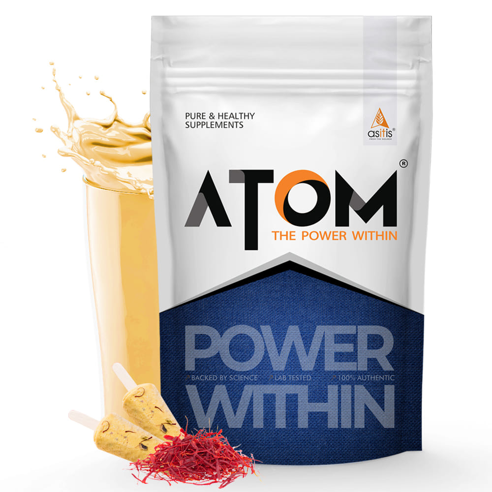 AS-IT-IS Nutrition ATOM PWR Whey Protein with Enzymes, 24g Protein, 11g EAA, Lean Muscle Gains & Rapid Recovery, Easy Digest, 1Kg Kesar Kulfi