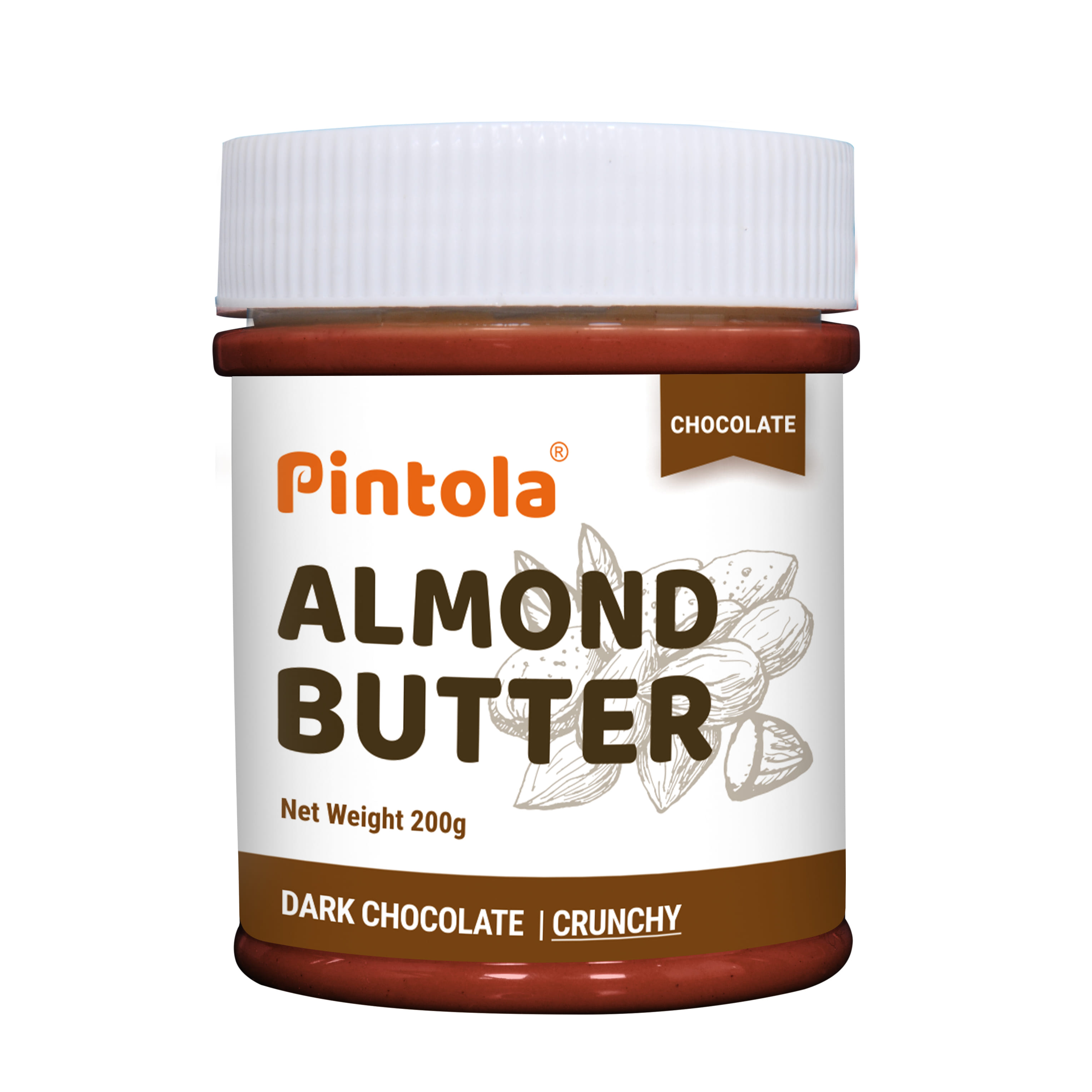 Pintola Almond Butter Dark Chocolate Made With Roasted Almonds & Dark Chocolate Spread| Rich in Fiber & Protein | Non GMO, Gluten Free, Cholesterol Free | Crunchy Pintola Almond Butter Dark Chocolate Made With Roasted Almonds & Dark Chocolate Spread| Ric