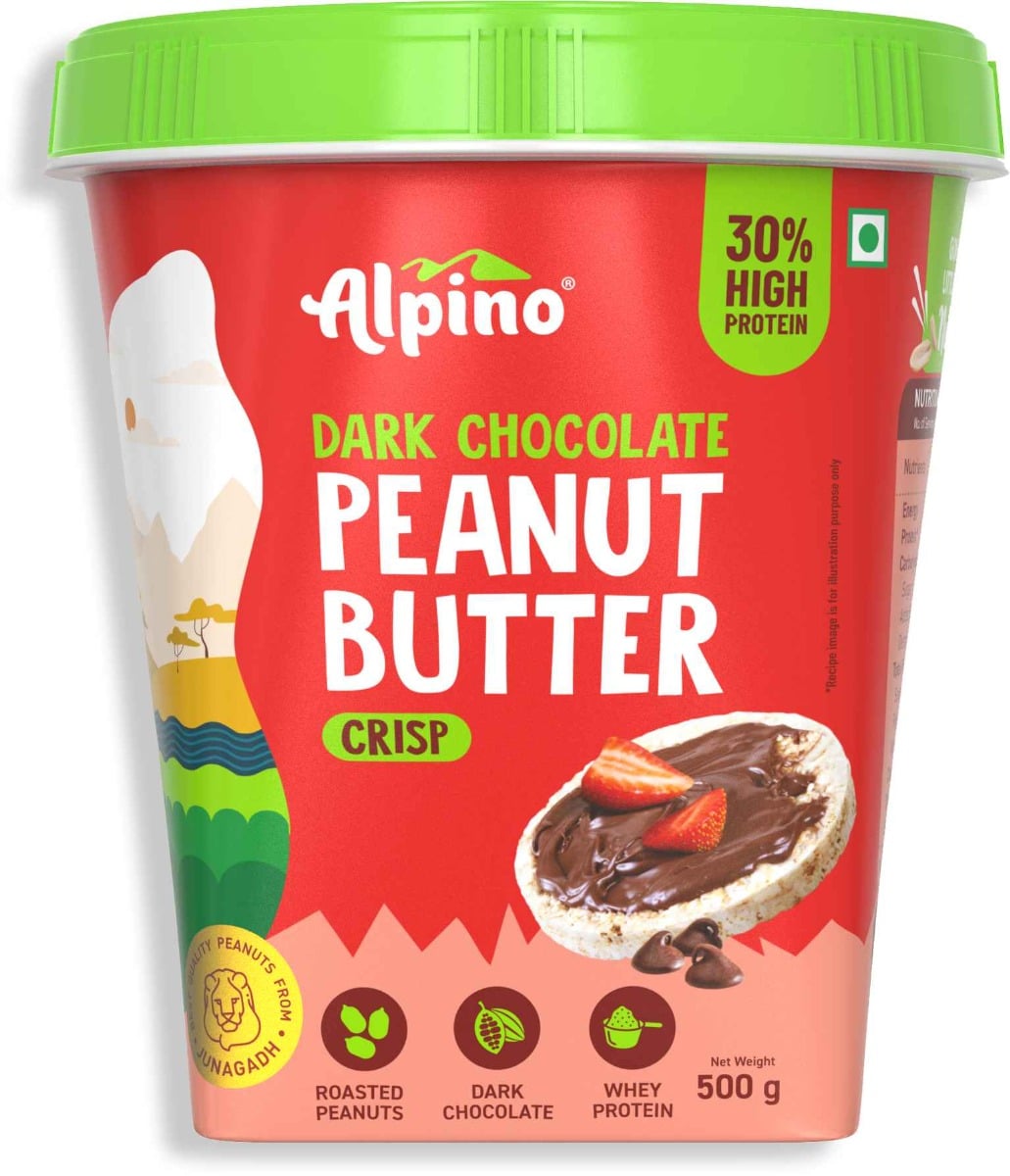 Alpino High Protein Dark Chocolate Peanut Butter Crisp ALPINO 30g High Protein Dark Chocolate Peanut Butter Crisp 2kg (1kg, Pack of 2) Roasted Peanuts, Dark Chocolate, Protein Blend Source of Healthy Fats & Dietary Fibre