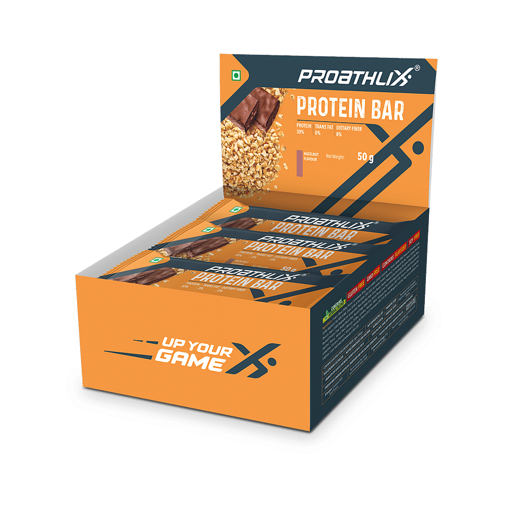 Proathlix Protein Bar Hazelnut| 15G Protein | 4G Dietary Fiber | No Trans Fat Proathlix Protein Bar Hazelnut (50G, Pack of 12) | 15G Protein | 4G Dietary Fiber | No Trans Fat…