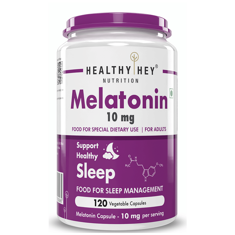 HealthyHey Nutrition Melatonin 10mg, 120 vegetable capsules - Promotes Relaxation (10mg)