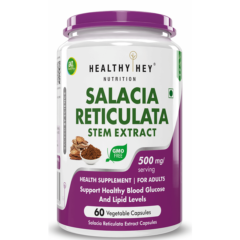 HealthyHey Nutrition Salacia Reticulata Bark Extract - 500mg per serving - 60 Vegetable Capsules