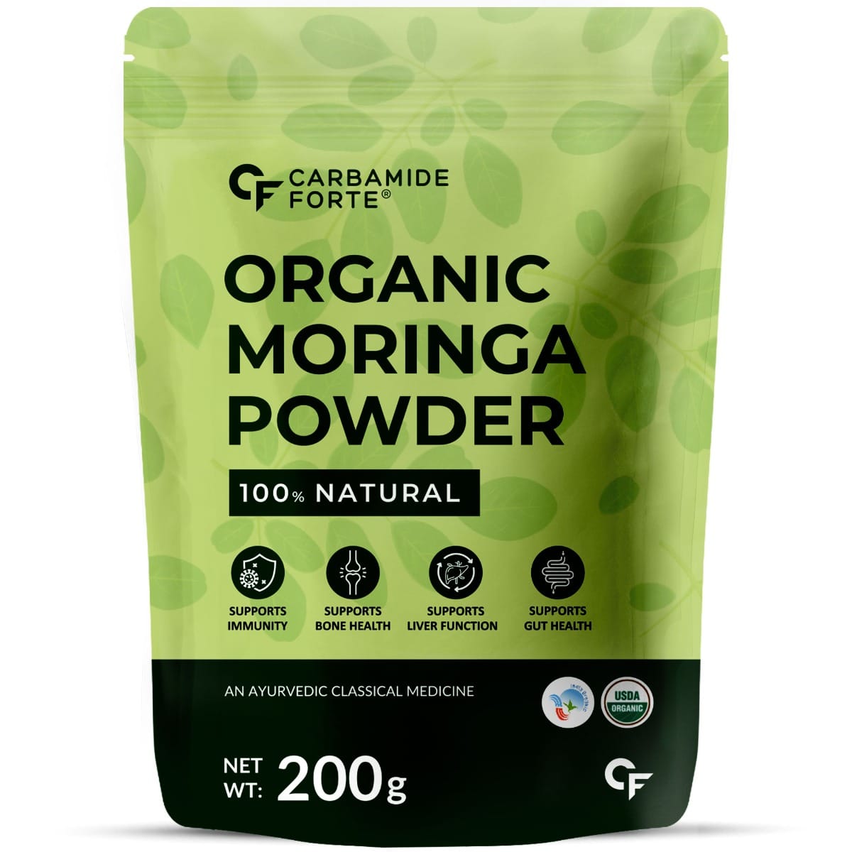 Carbamide Forte 100% Organic Moringa Powder 200g | 40 Servings | Immunity | Digestion | Energy