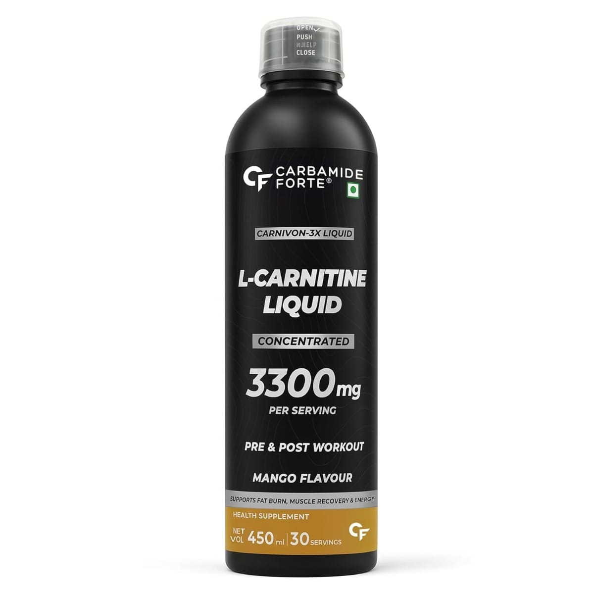 Carbamide Forte L Carnitine Liquid 450ml | 30 Serving | Vitamins | Mango Flavour | Muscle Recovery | Energy