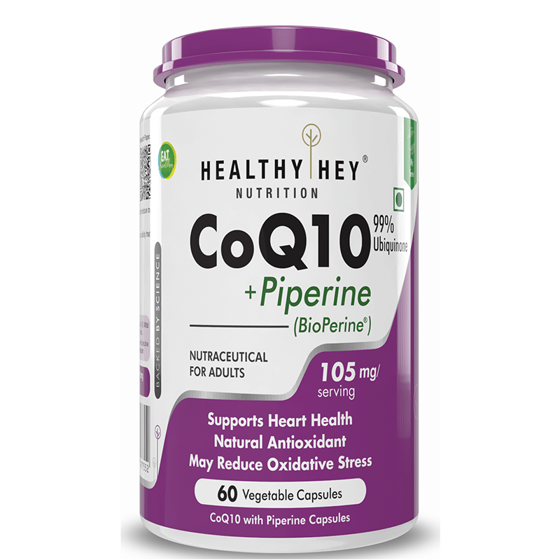 HealthyHey Nutrition CoQ10 105mg 60 Veg Capsules (Pack of 1)