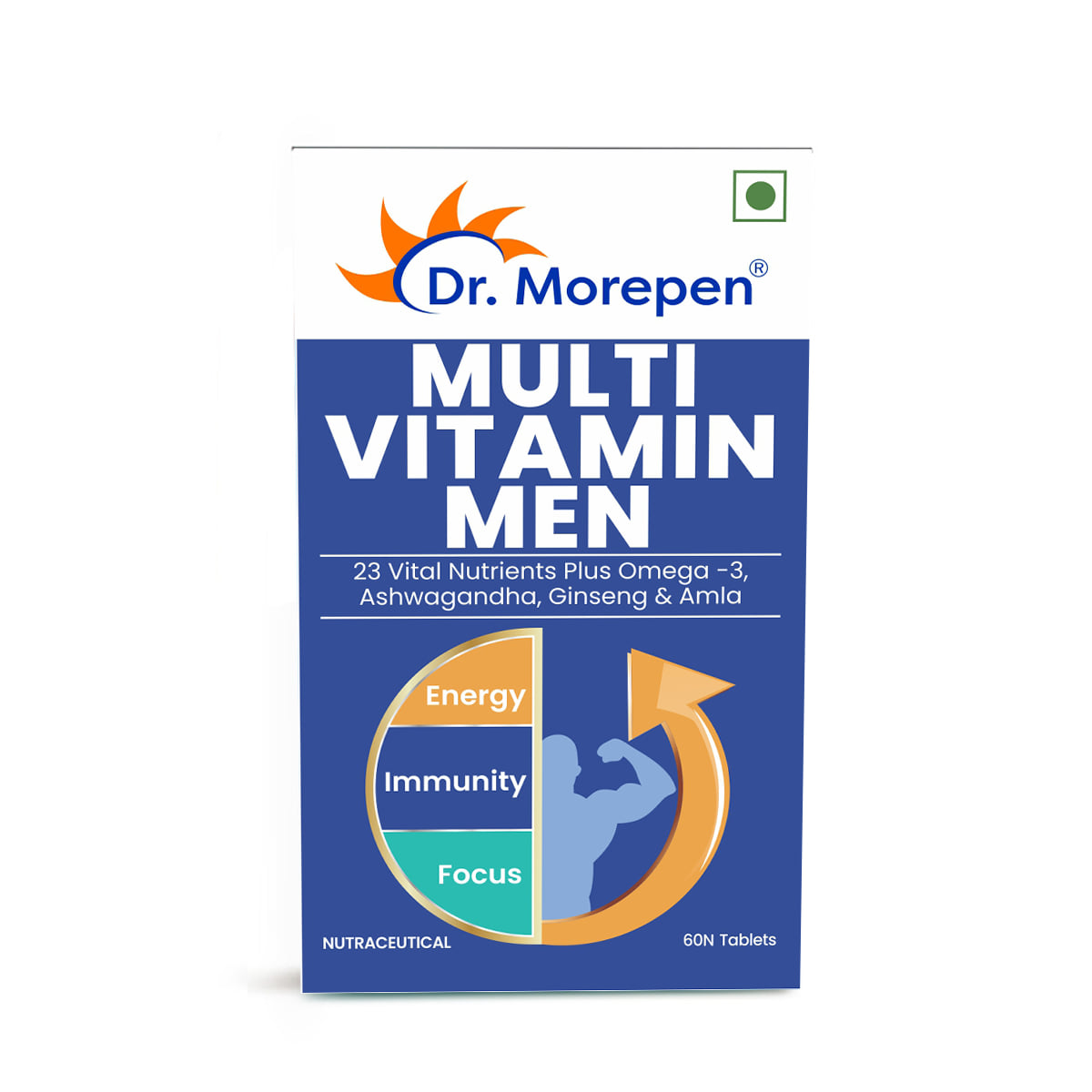 DR. MOREPEN Multivitamins for Men with Omega 3 & Herbs for Energy & Immunity Boost - 60 Veg Tablets