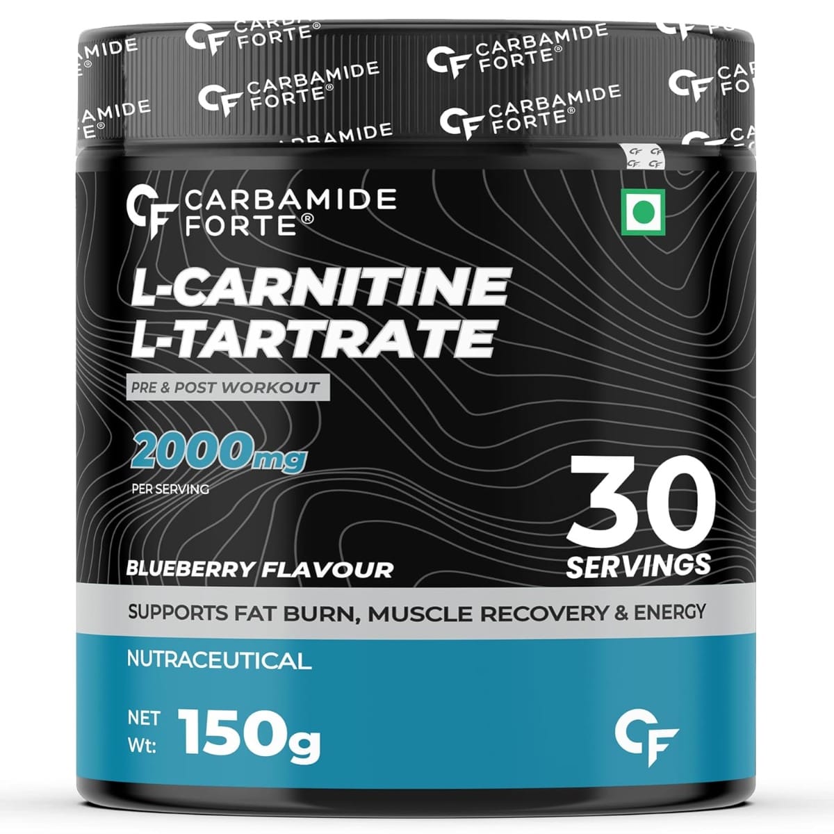 Carbamide Forte L Carnitine L Tartrate 2000mg Powder for Pre & Post Workout - 150g - Bluberry Flavour