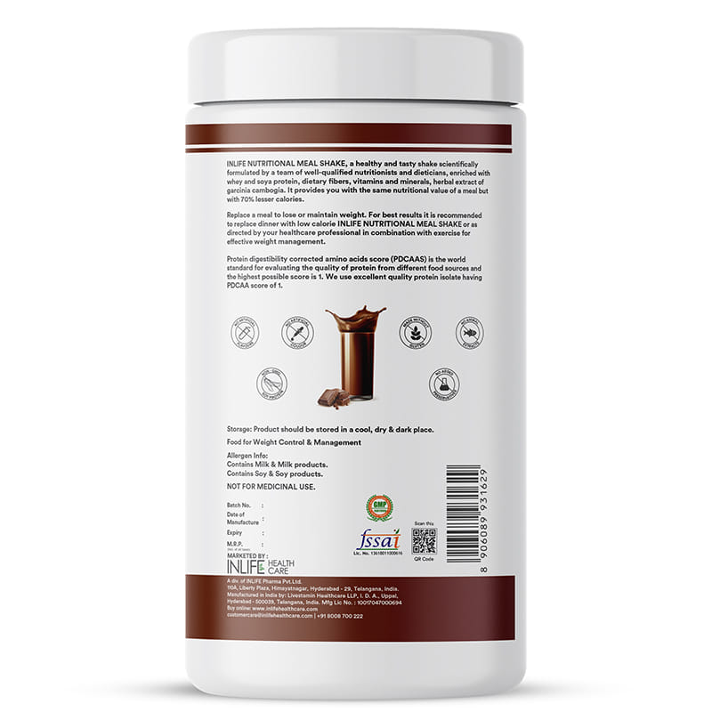 INLIFE Meal Replacement Shake For Weight Management, Nutritional Meal Protein Powder, Low Calorie High Protein, Sugar Free (20g Protein, 5.7g Fiber, 212 calories) 500g INLIFE Meal Replacement Shake For Weight Management, Nutritional Meal Protein Powder, 