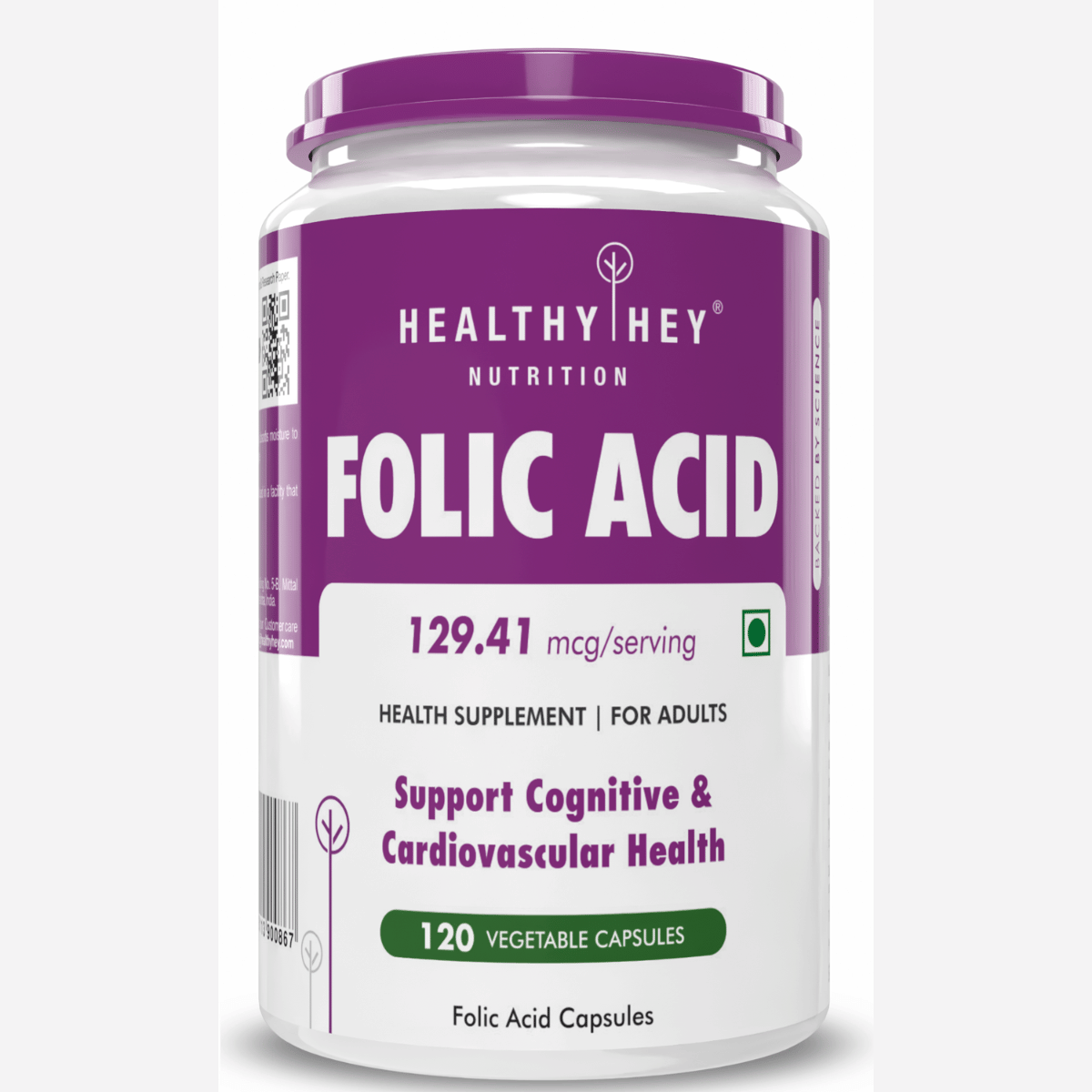 HealthyHey Nutrition Folic Acid 120 Veg Capsules