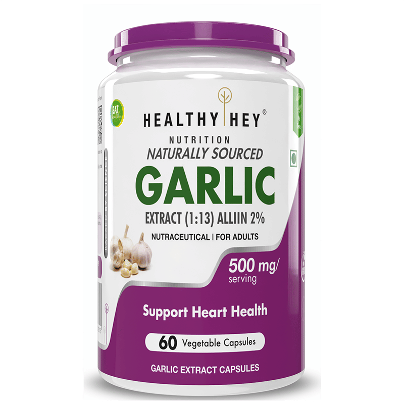 HealthyHey Nutrition Odorless Garlic Extract 1:13 Allium Sativum - 500mg (60 Veg Capsules)
